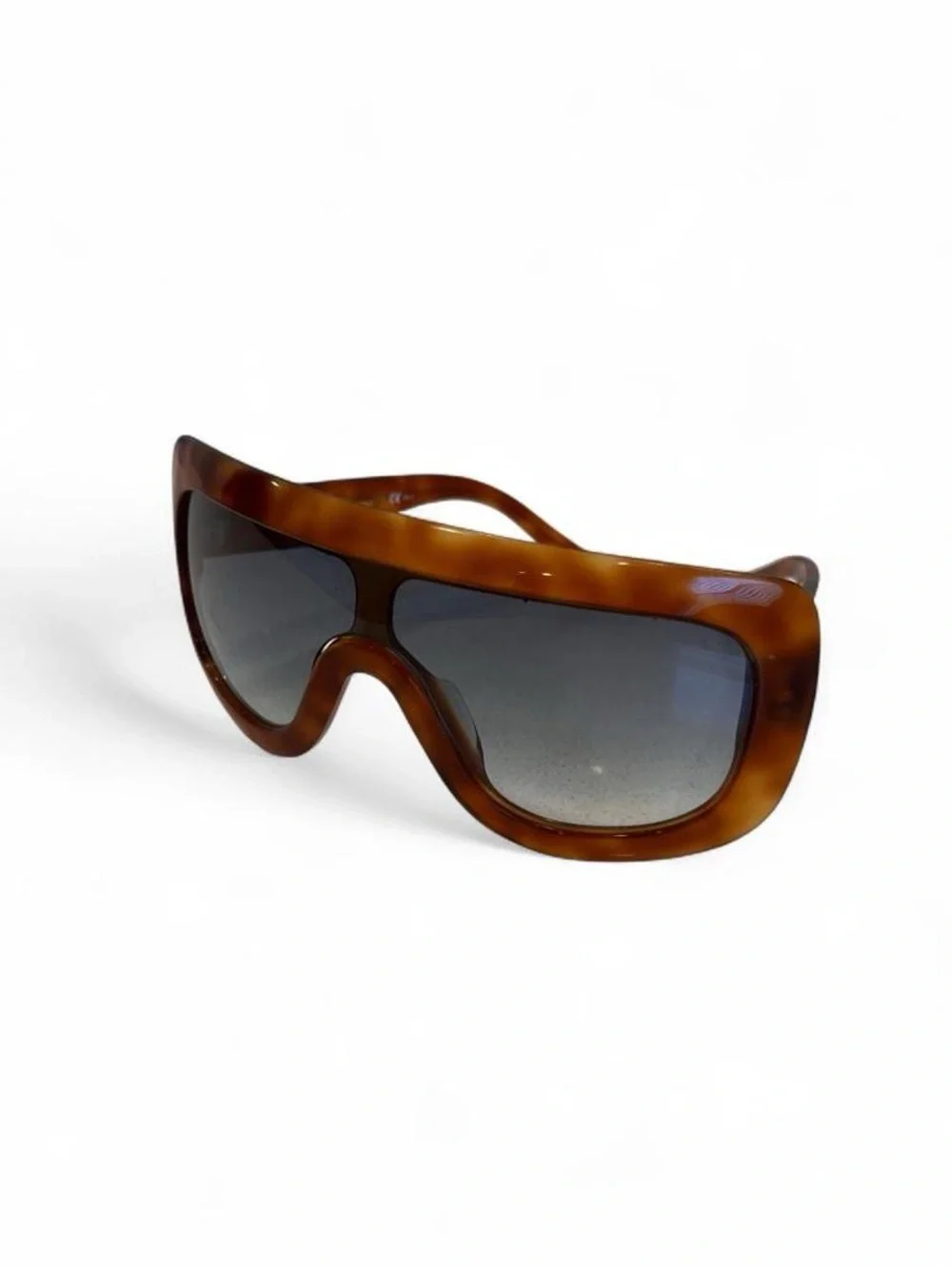 Tortoiseshell Shield Sunglasses - Brown Frame, Gray Lenses